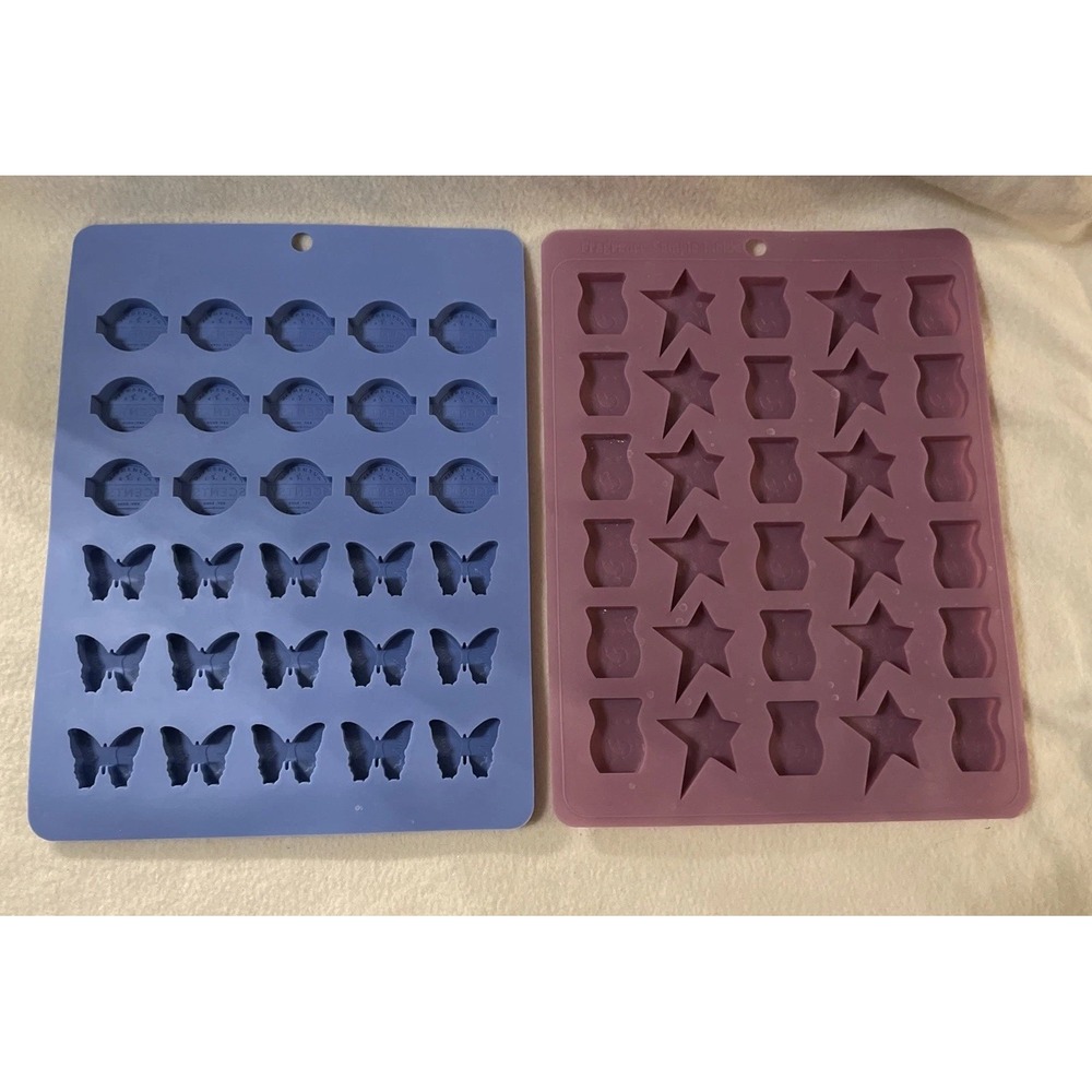 Lot Of 2 Scentsy Butterflies & Circle Logo Wax Candle Silicone Sample Molds